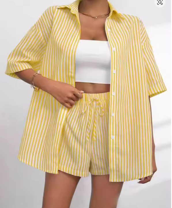 Striped Short Sleeve Blouse