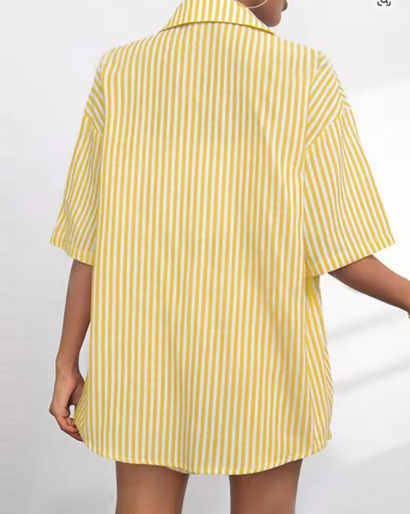 Striped Short Sleeve Blouse